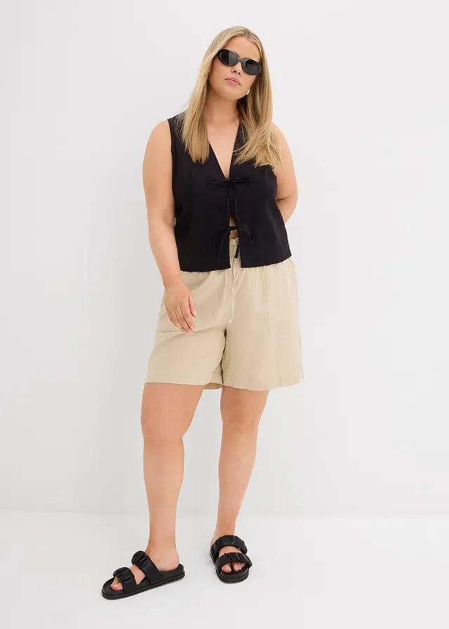 Linnen short, Kleur: lichtsand