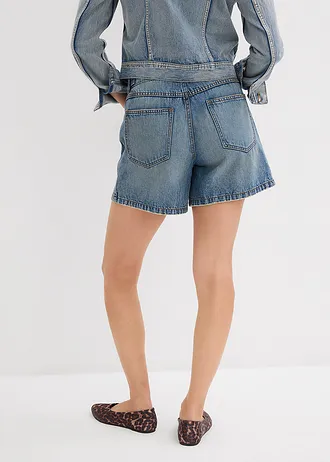 Džínové šortky, Mid Waist, nízký podíl streče, barva: modrý denim used