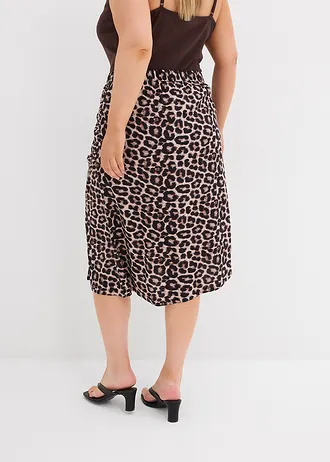 Sukně s leopardím potiskem a rozparkem, barva: béžová s leopardím potiskem
