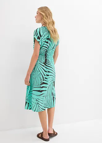 Robe en jersey fluide • marron foncé/menthe glaciale imprimé • Boutique bonprix