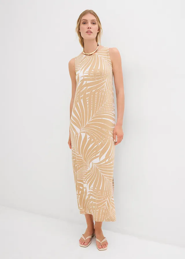 Robe en jersey fluide, Couleur: écru-new beige imprimé