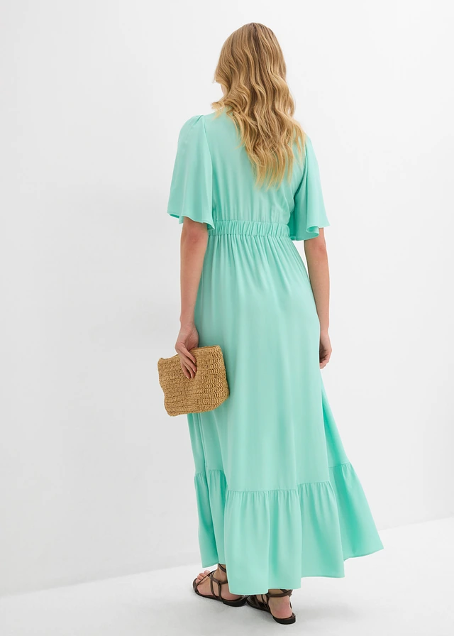 Robe longue en viscose fluide, Couleur: menthe glaciale