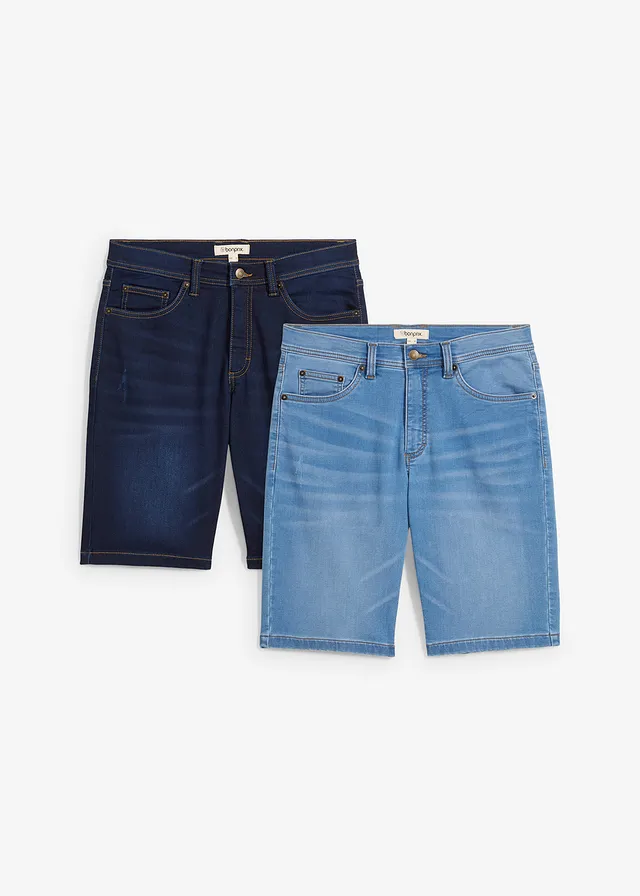 Lot de 2 bermudas en molleton effet jean, slim