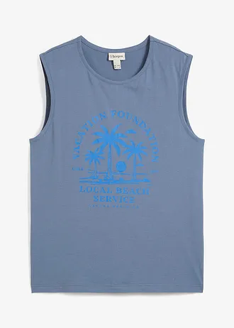Muscle shirt van puur biologisch katoen • rookblauw met print • bonprix online shop