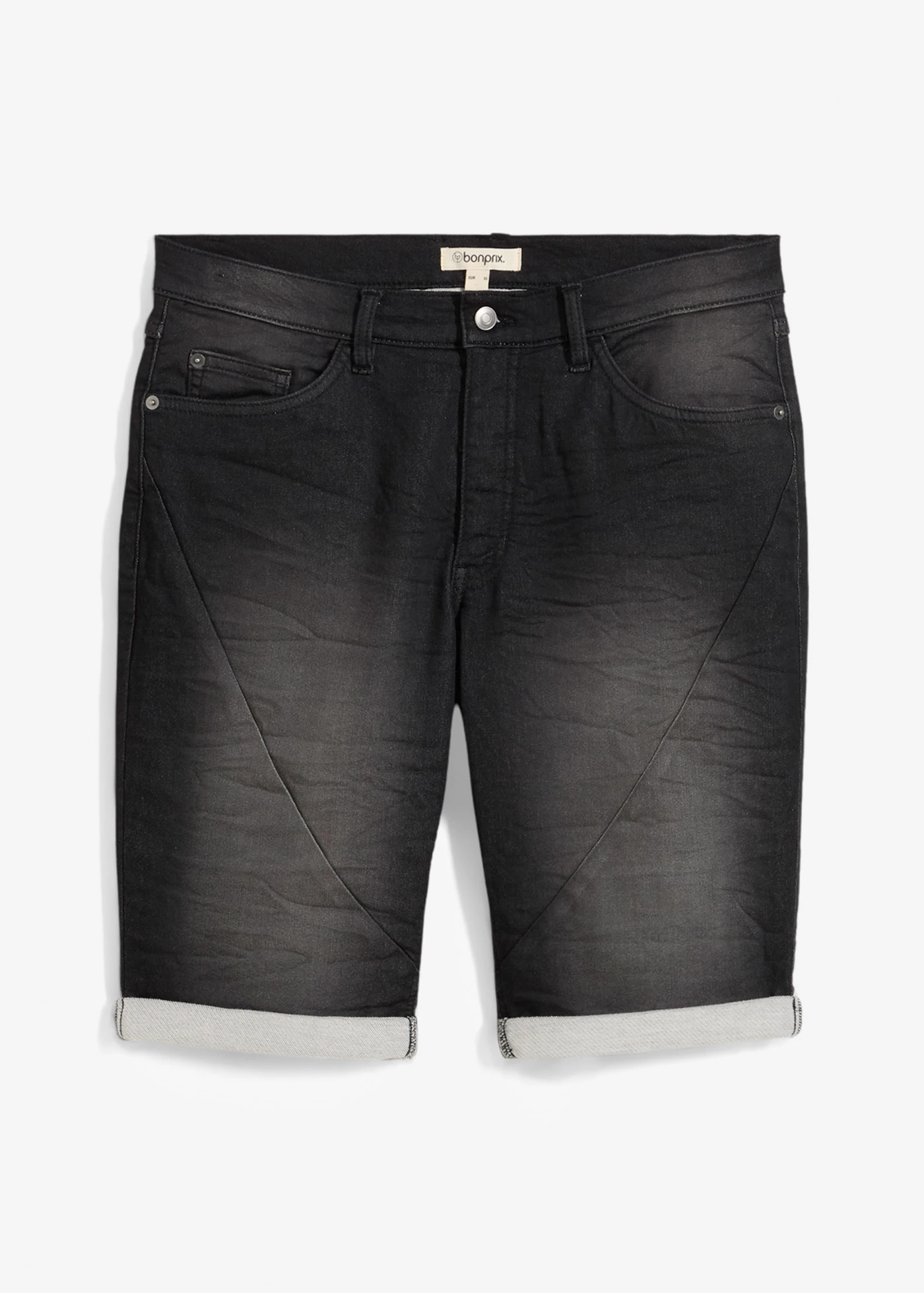 Bermudy z džínové teplákoviny, Relaxed Fit • černý denim used • bonprix obchod