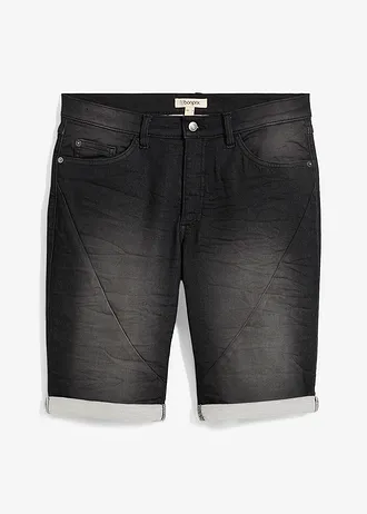 Bermudy z džínové teplákoviny, Relaxed Fit • černý denim used • bonprix obchod