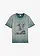 T-shirt in een verwassen look van biologisch katoen, Kleur: grijsgroen met print