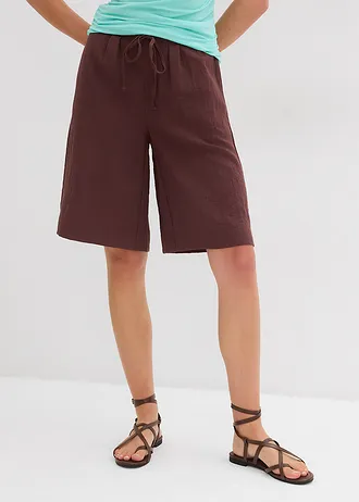 Bermuda van soepele viscose, Kleur: terrabruin