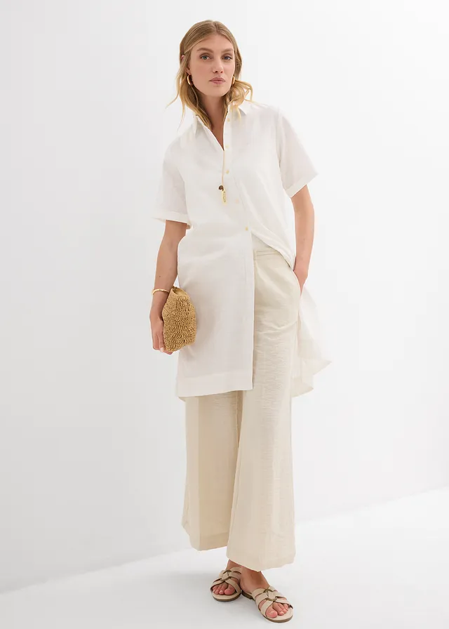 Robe-chemise 100% coton, Couleur: écru