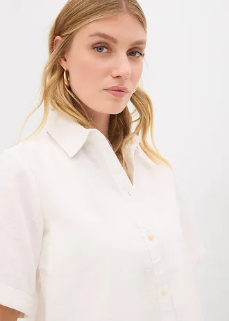 Košilové šaty z čisté bavlny • přírodní bílá • bonprix obchod