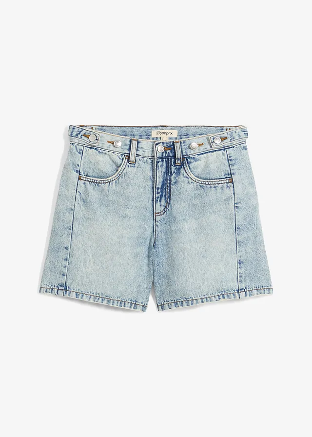 Jeans short mid waist, low stretch, Kleur: ijsblauw denim used