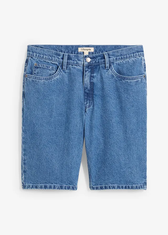 Strečové džínové bermudy, Relaxed Fit, barva: světle modrý denim
