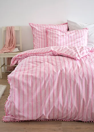 Dekbedovertrek met pompons • roze-wit • bonprix online shop