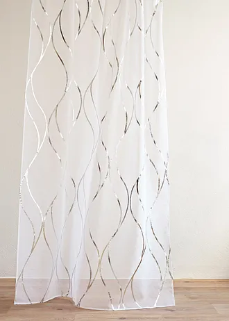Záclona s lesklým potiskem (1 ks v balení) • bílá - stříbrná • bonprix obchod