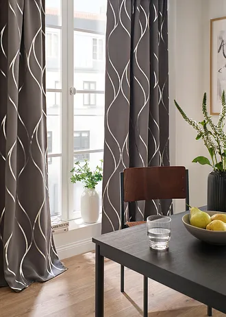 Draperie opacă suprafața lucios (1 buc.) • negru/auriu • magazin bonprix