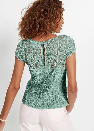 Blouse manches courtes en dentelle, Couleur: vert pastel