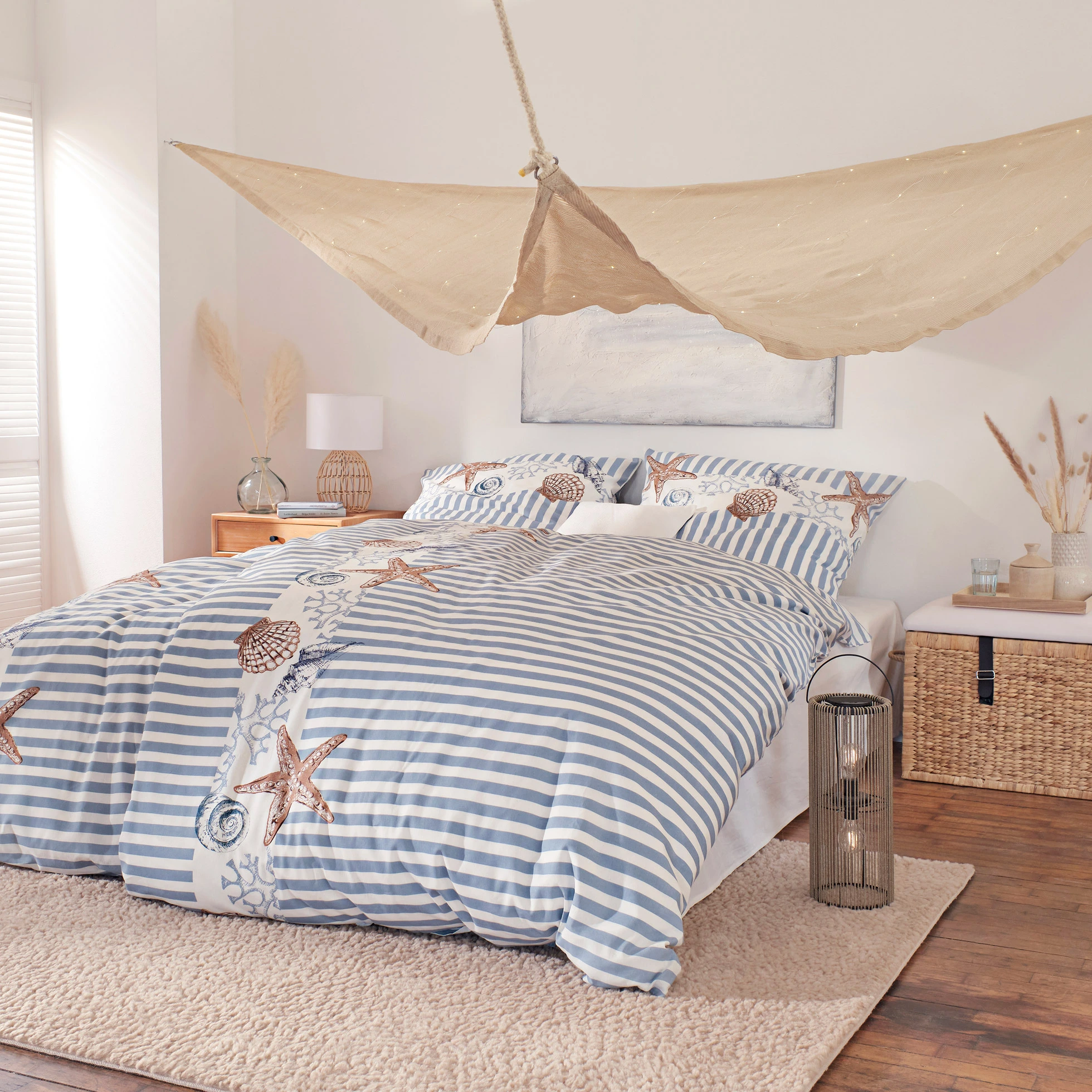 Parure de lit en linon • bleu • Boutique bonprix