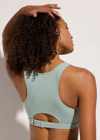 Haut de maillot brassière à bande sous-poitrine réglable • gris vert • Boutique bonprix