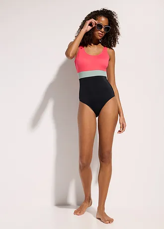 Costum de baie cu uscare rapidă și model color block • pink-paradis/gri-verde/negru • magazin bonprix