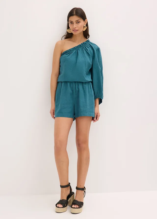 Blouse asymétrique en lin mélangé • vert poivre • product-page.page-title-suffix