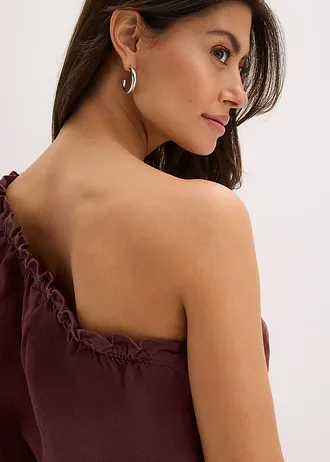 Halenka na jedno rameno, s podílem lnu • kávově hnědá • bonprix obchod