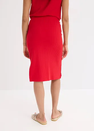 Geribde jersey rok • dieprood • bonprix online shop