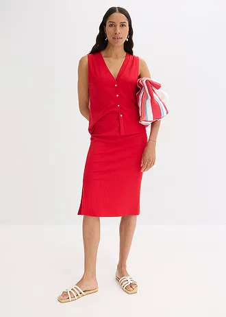 Geribde jersey rok • dieprood • bonprix online shop