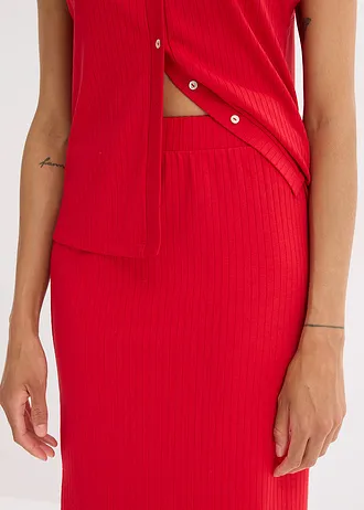 Geribde jersey rok • dieprood • bonprix online shop