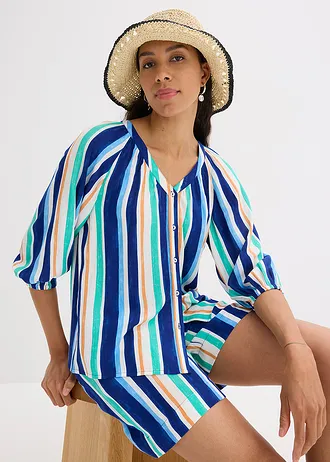 Halenka ze strukturované viskózy • arktická modro-světle modro-bílá s proužky • bonprix obchod