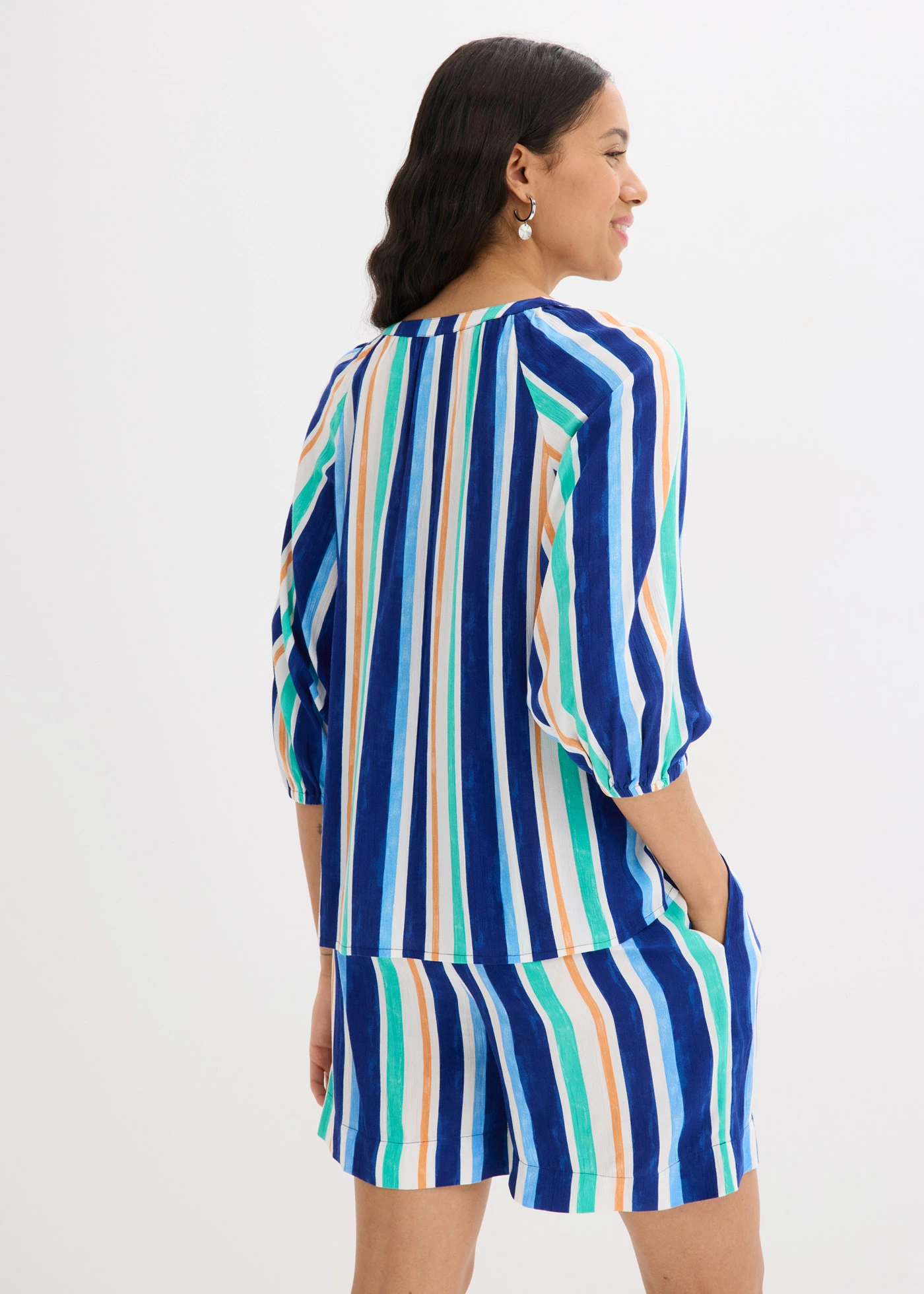 Halenka ze strukturované viskózy • arktická modro-světle modro-bílá s proužky • bonprix obchod