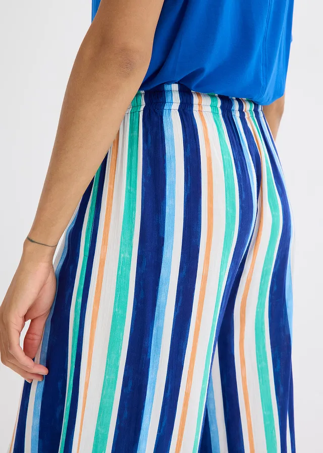 Wijde broek van soepele viscose • arctisch blauw-wit-lichtblauw gestreept • product-page.page-title-suffix