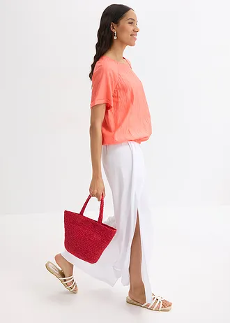 Blouse met korte mouwen van zachte viscose, Kleur: lichtzalm