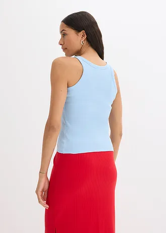 Geribde tanktop • lichtblauw • bonprix online shop