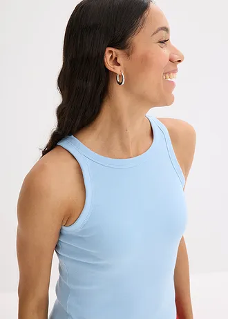 Geribde tanktop • lichtblauw • bonprix online shop
