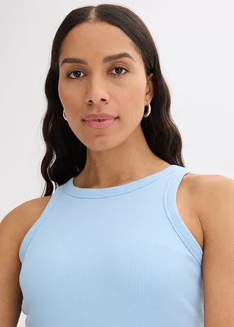 Geribde tanktop • lichtblauw • bonprix online shop