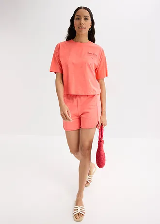 Oversize tričko z čisté organické bavlny • světle lososová s potiskem • bonprix obchod