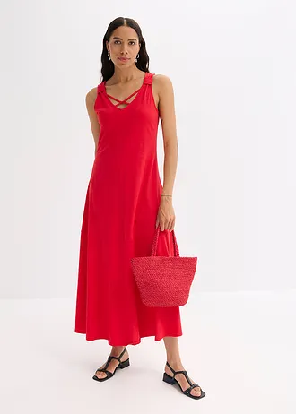 Šaty na ramínka, z čisté organické bavlny, barva: sytě červená