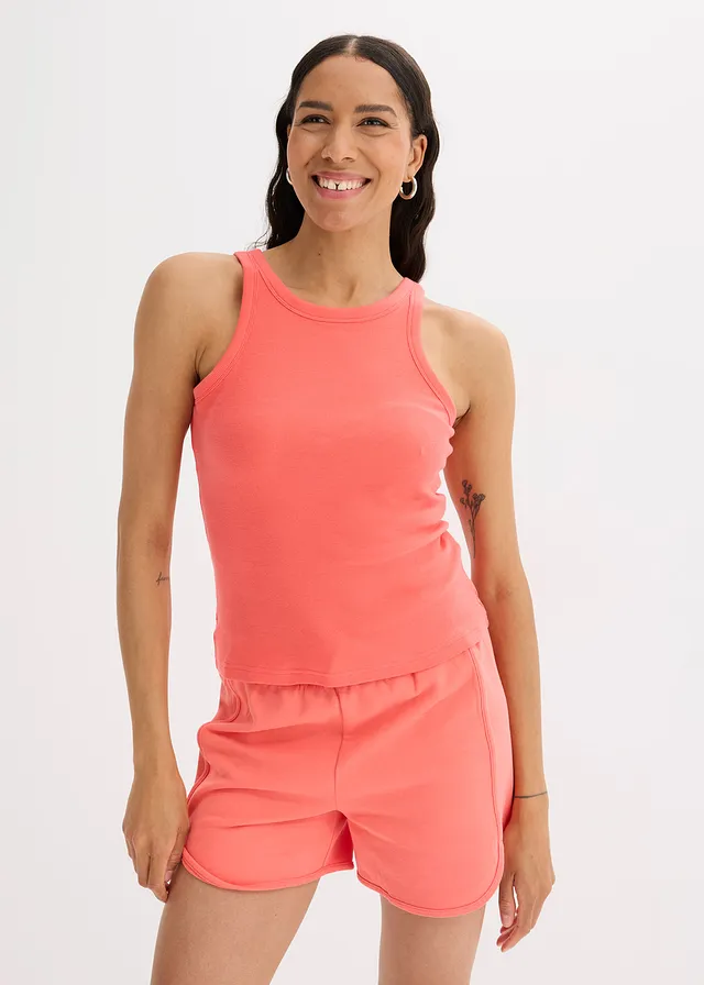 Geribde tanktop, Kleur: lichtzalm