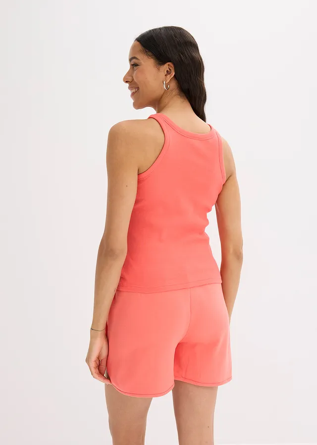 Geribde tanktop, Kleur: lichtzalm