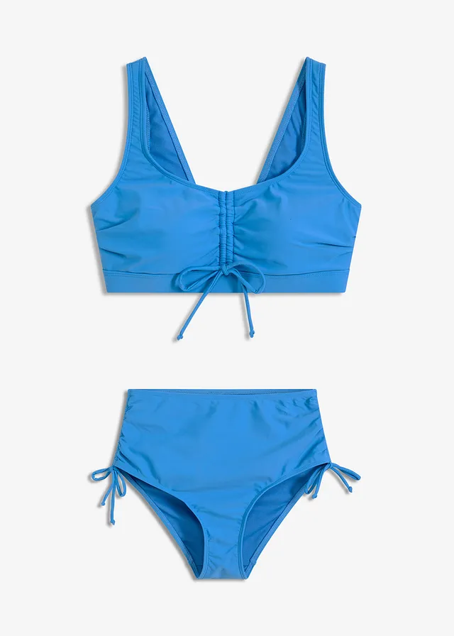 Bralette bikini met strikkoordjes (2-dlg. set), Kleur: aqua