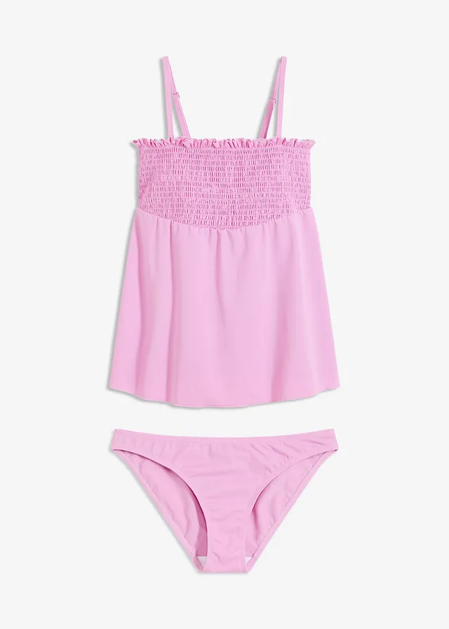 Costum de baie tankini bandeau cu fronseuri (set/2 piese)