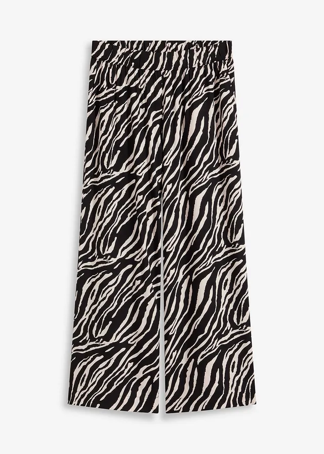 Instapbroek van viscose, Kleur: zebraprint zwart-ecru