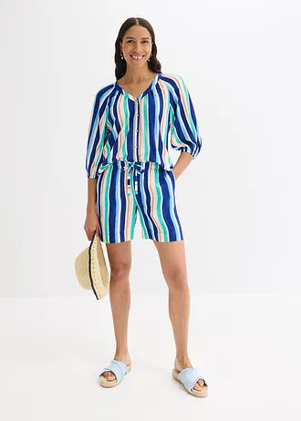 Instapshort van fijne viscose, Kleur: arctisch blauw-lichtblauw-wit gestreept