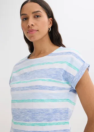 T-shirt 100% coton • bleu arctique-bleu clair-blanc rayé • Boutique bonprix