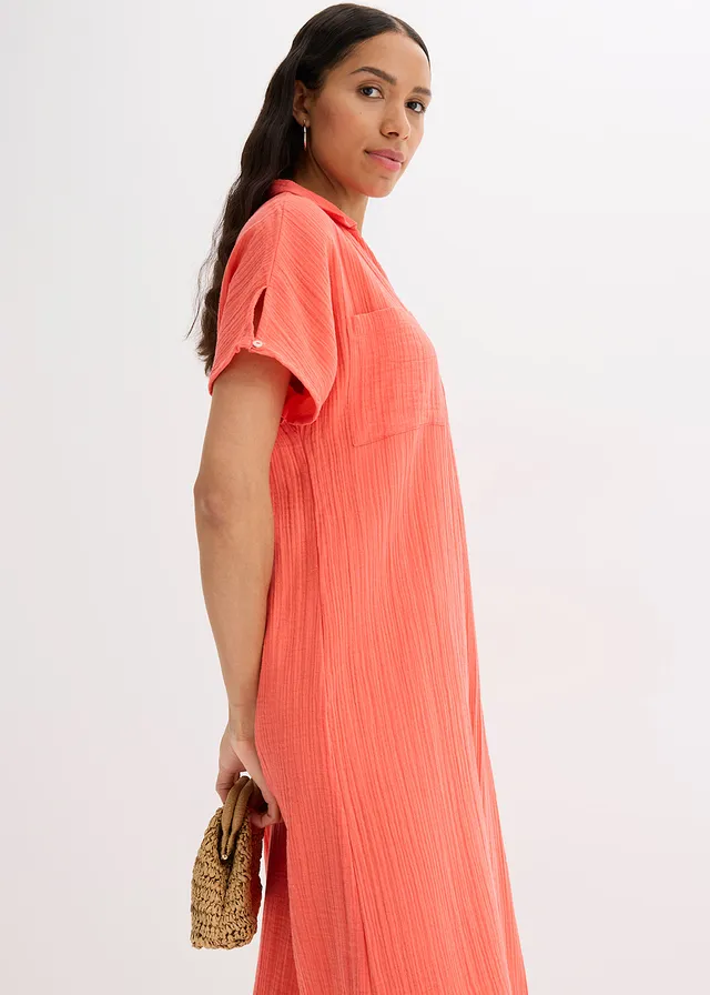 Robe caftan en gaze de coton douce • saumon clair • product-page.page-title-suffix