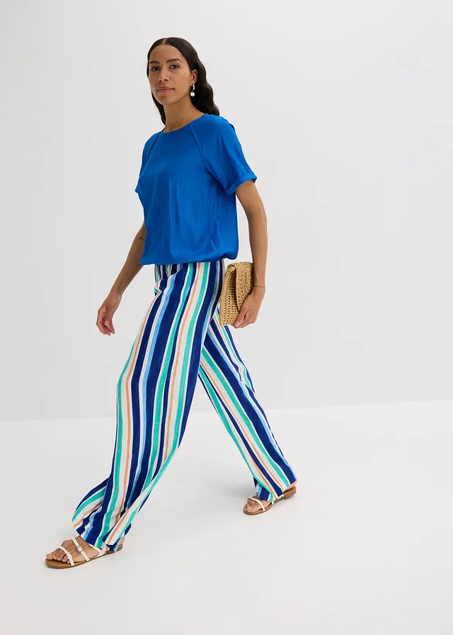 Blouse met korte mouwen van zachte viscose, Kleur: arctisch blauw