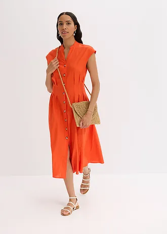 Midi šaty z lehké lněné směsi • makově červená • bonprix obchod