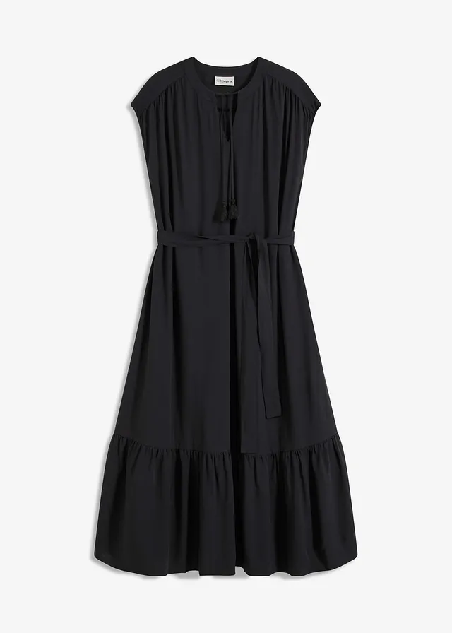 Robe-chemise fluide en viscose • noir • Boutique bonprix