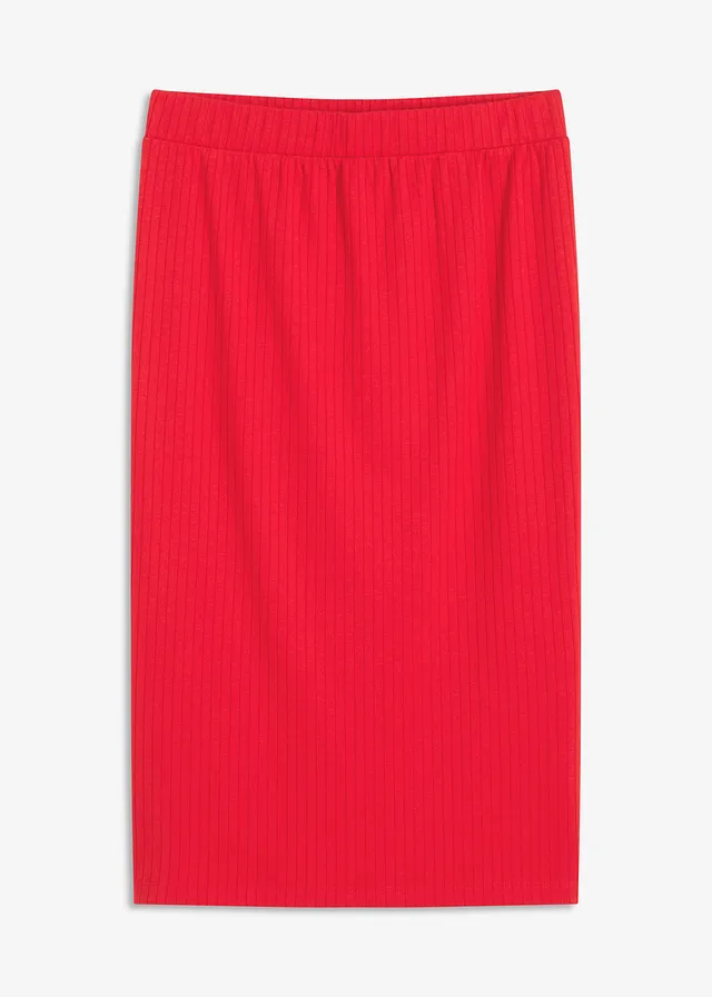 Geribde jersey rok • dieprood • bonprix online shop