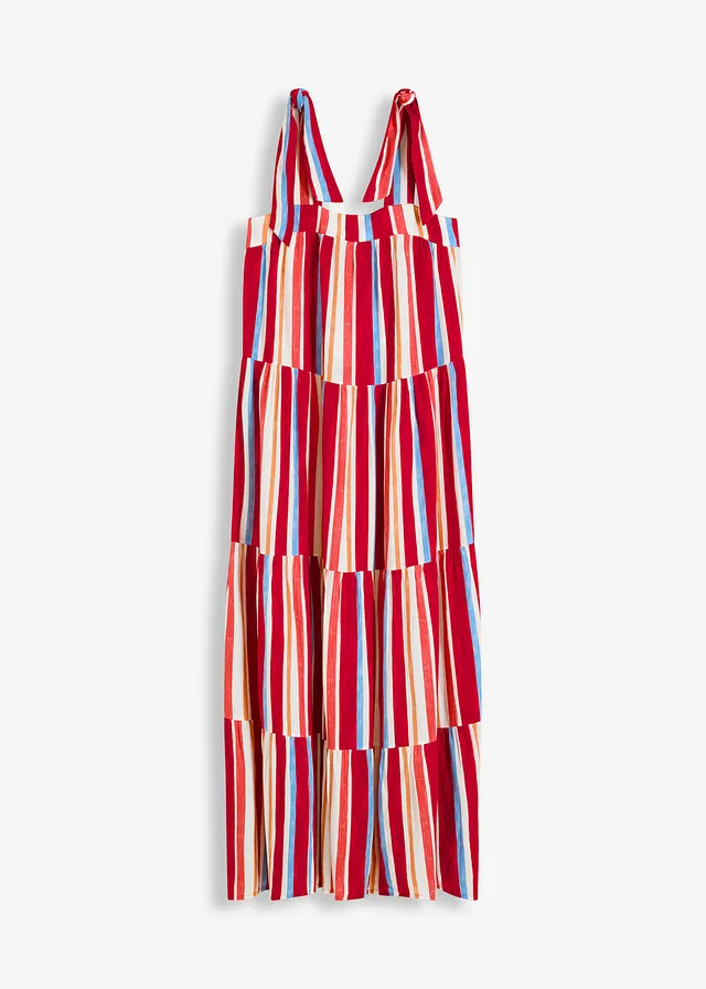 Šaty na ramienka, pásikované, zo štruktúrovanej viskózy